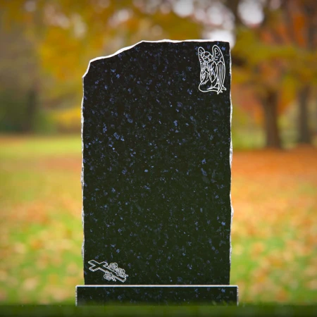 1833 - Natural-Edged Upright Headstone with Angel and Cross Design