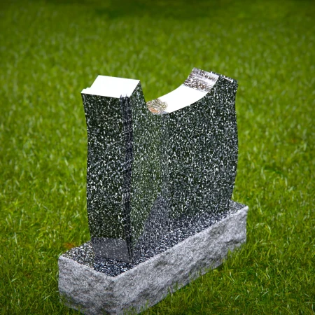 1952 - Contemporary Granite Headstone with Unique Curved Top and Polished Finish