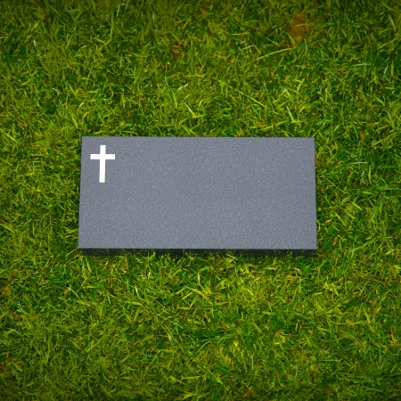 1641 - Simple & Elegant Flat Granite Grave Marker with Cross