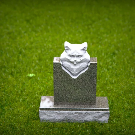 pet headstone showcasing realistic 3D cat image for grave markers