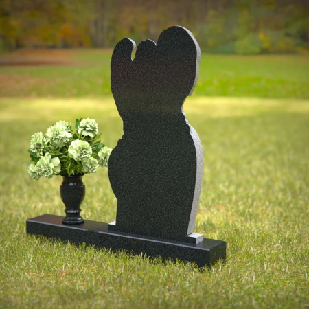 Black granite heart-shaped angel headstone for memorials