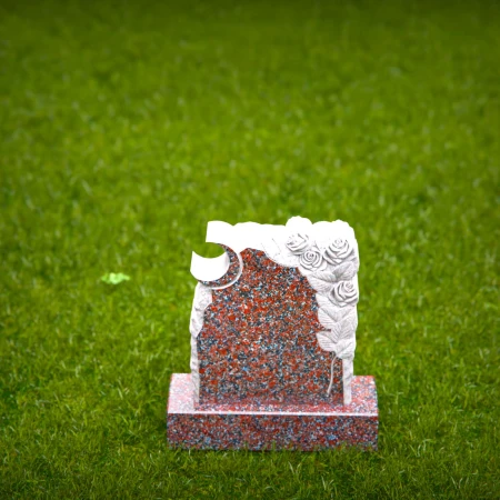 engraved lunar symbol with rose as a mark of affection for grave markers