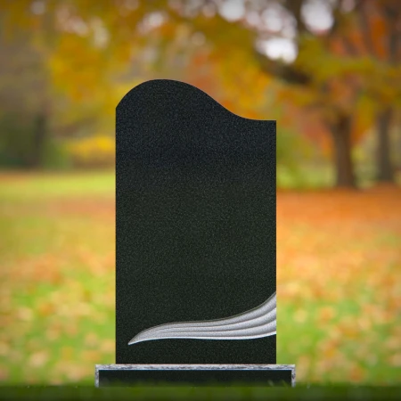 1870 - Modern Upright Headstone with Curved Top and Sculpted Wave Detail