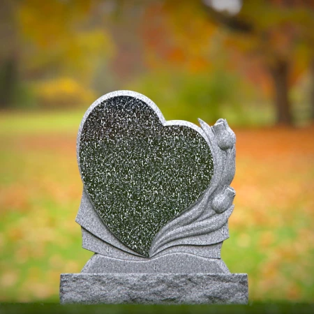 Carved hearts offer a peaceful message in graceful headstones
