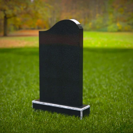 1870 - Modern Upright Headstone with Curved Top and Sculpted Wave Detail