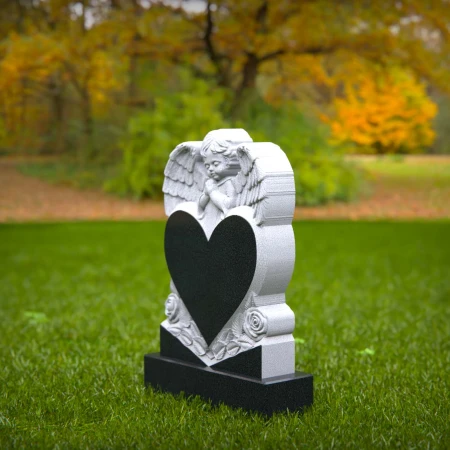 Angelic headstone near me designed with prayer and heart unity