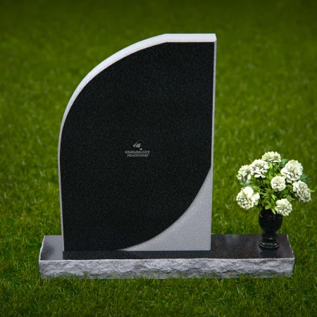 Modern curved memorial headstones with dual-tone finish for elegant tribute.