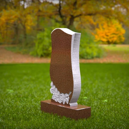 Each piece echoes nature’s calm through carved foliage in memorials