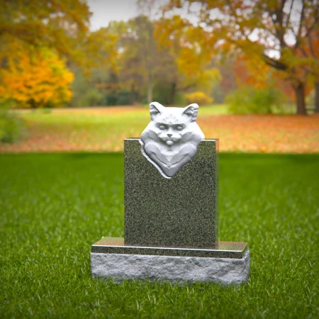pet headstone showcasing realistic 3D cat image for grave markers