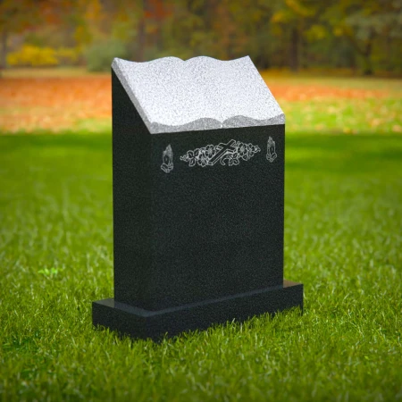 1600 - Book-Shaped Memorial Headstone with Religious Engravings