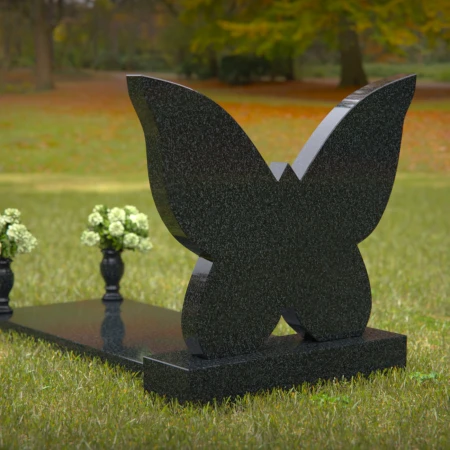 Butterfly-shaped headstones symbolizing eternal freedom and remembrance.