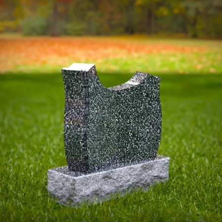 1952 - Contemporary Granite Headstone with Unique Curved Top and Polished Finish
