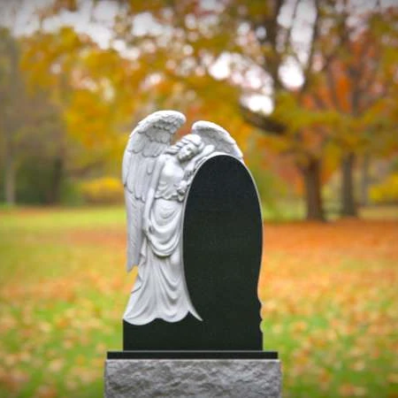 A detailed angel design brings spiritual elegance to headstones