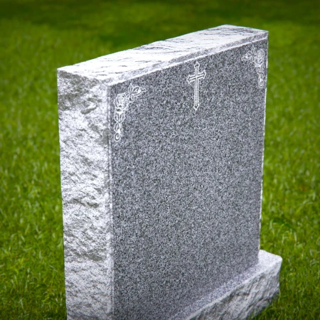 1836 - Traditional Upright Headstone with Central Cross and Floral Corner Engravings