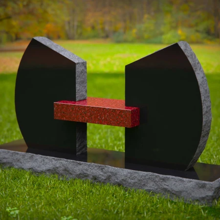 1994 - Unique Dual Headstone Memorial with Connecting Centerpiece Nameplate