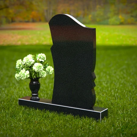 Modern asymmetrical granite headstones with elegant and unique design.