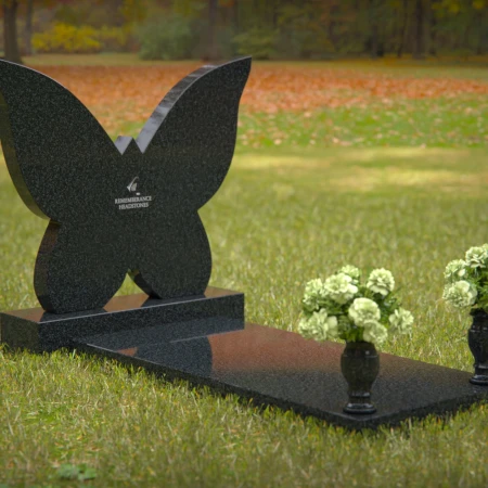 Butterfly-shaped headstones symbolizing eternal freedom and remembrance.