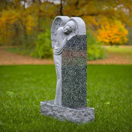 Artisan-crafted angel expresses warmth and memory in headstone near me