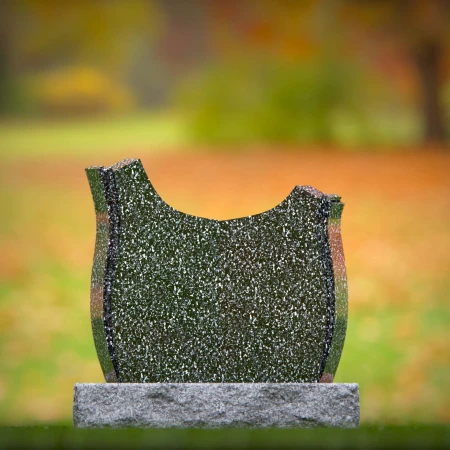 1952 - Contemporary Granite Headstone with Unique Curved Top and Polished Finish
