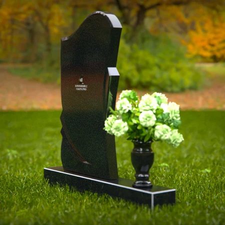 Modern asymmetrical granite headstones with elegant and unique design.