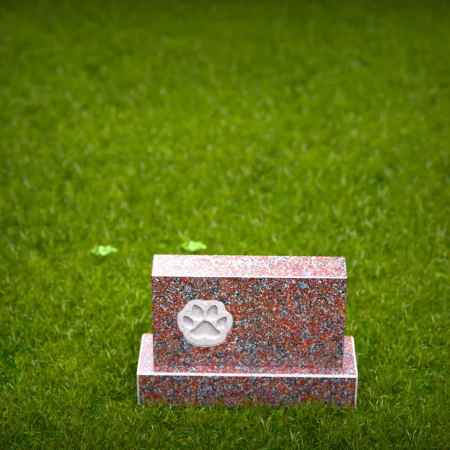 memorial honoring a pet with engraved paw impression for memorials