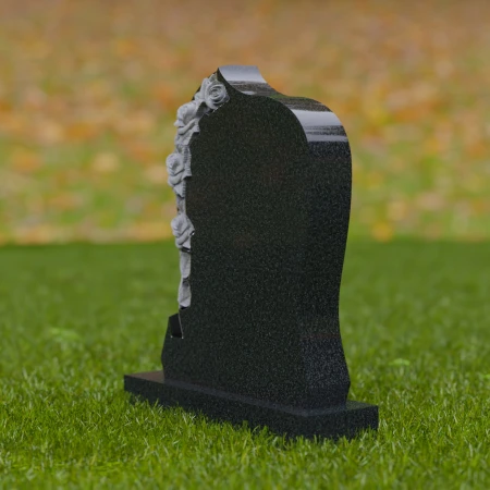 1744 - Elegant Curved Memorial Headstone with Carved Roses – A Timeless Tribute